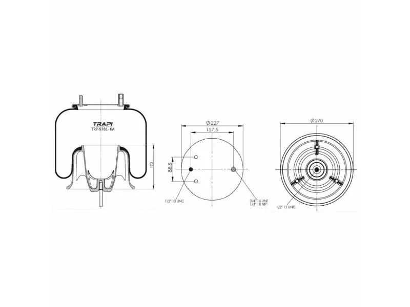 AIR SPRING WITH ALUMINIUM PISTON (AMERICAN TYPES)